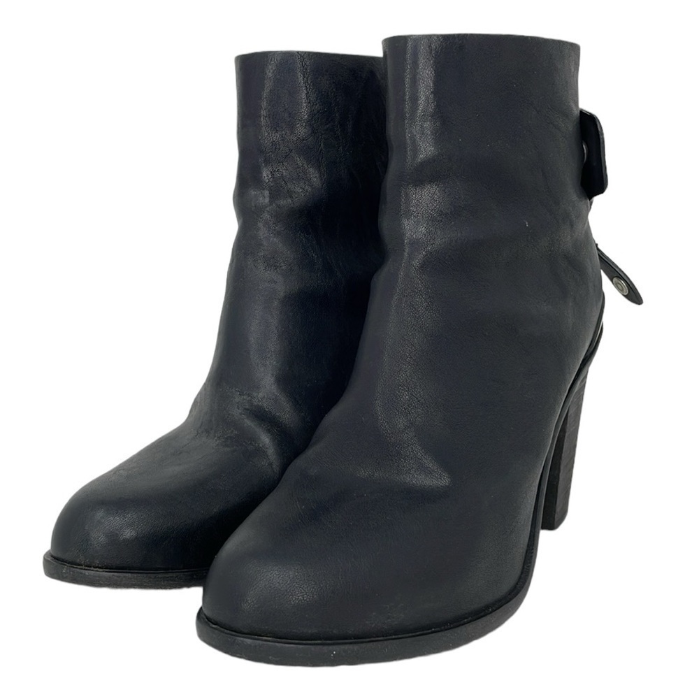 Rag & Bone Boots Women's 8.5 Black Leather Heeled Ankle Bootie Zip Round Toe - Picture 3 of 15